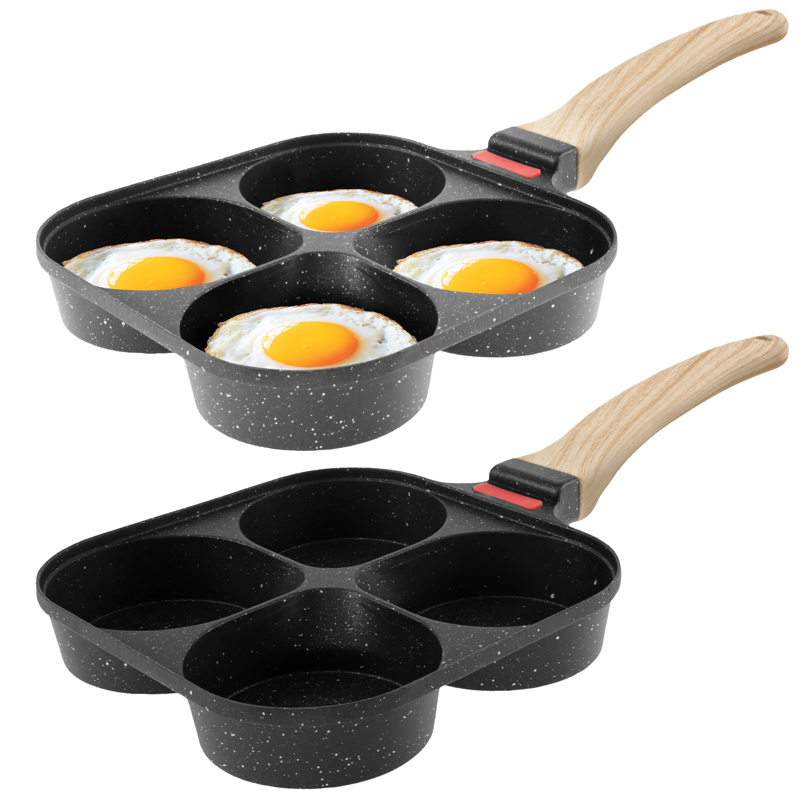 Egg Waffle Pan - Poêle à œufs antiadhésive, 4 tasses,